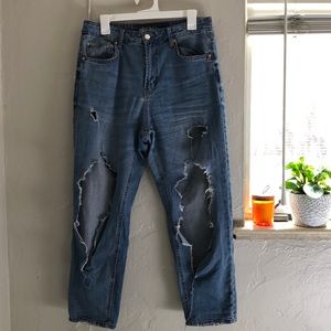 Ripped High-Waisted Jeans